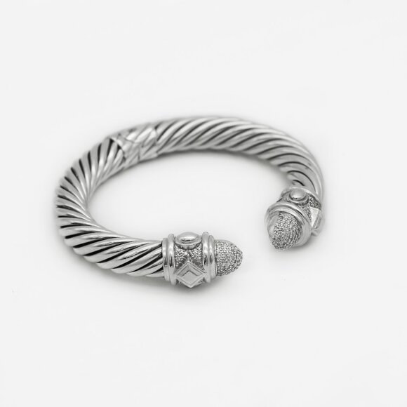 David Yurman 925 Silver Diamond Renaissance Cuff Bracelet - Picture 1 of 3